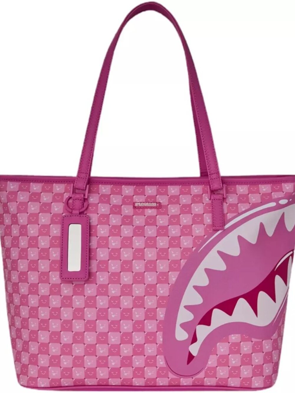 SPRAYGROUND SHINOBI SHARKS IN PARIS PINK NEW CHECK FACES TOTE